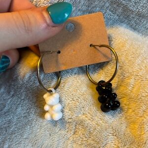 Black and White Gummy Bear Hoop Earrings